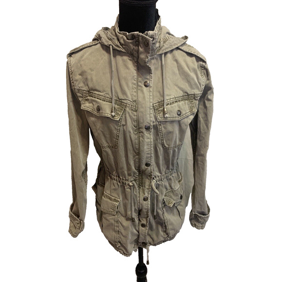 Aritzia Talula Jacket Womens Small Khaki Hooded Military Utility Cargo Coat - Picture 1 of 16